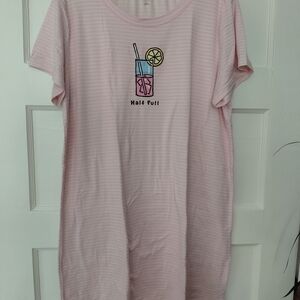 Life Is Good Light Pink Striped Sleep Top